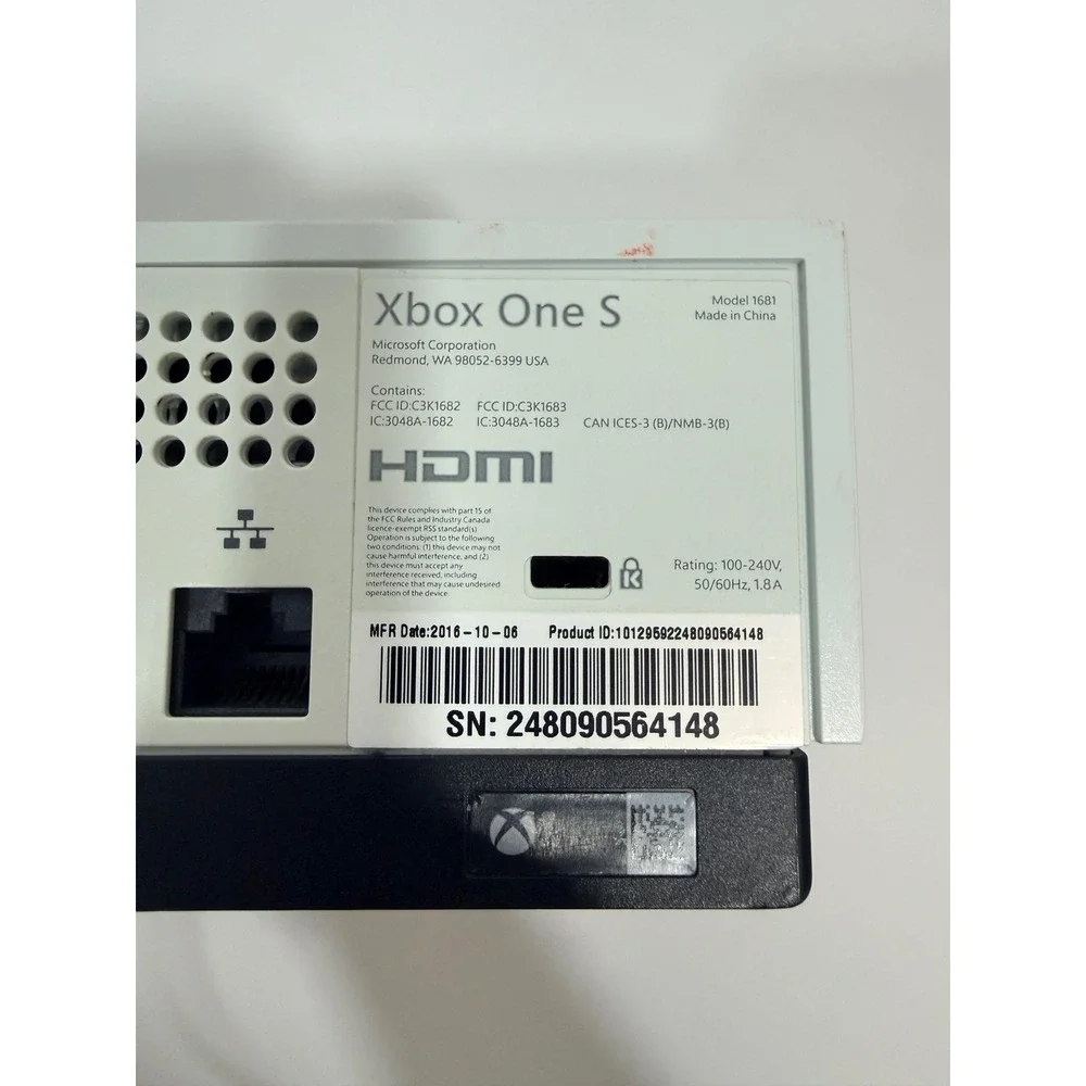 Microsoft Xbox One S Console White Excellent Model 1681 HDR 4K Blu-ray